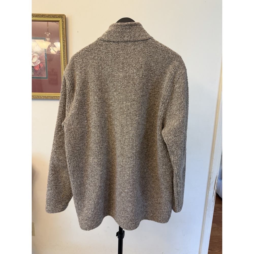 Orvis Sweater Mens Medium Beige Full Zip Mock Neck Knit Jacket Fleece Lined - Picture 2 of 10
